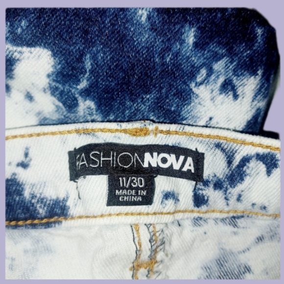 FashionNova Tie Dye Acid Wash Jean Shorts - Picture 5 of 5
